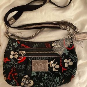 Coach Poppy navy blue red and black crossbag great condition